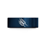 customized jewelry for women – gold & blue tungsten suya skewers wedding band