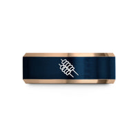 modern rings for couples – rose gold & blue tungsten suya skewers wedding band