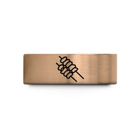 modern rings for couples – rose gold & blue tungsten suya skewers wedding band