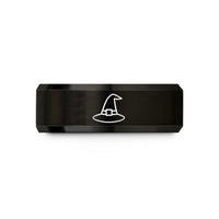 personalized presents for her – black tungsten witch hat wedding band