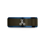 tungsten wedding band men – gunmetal & blue tungsten crispr scissors wedding band
