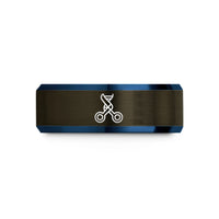 tungsten wedding band men – gunmetal & blue tungsten crispr scissors wedding band