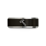 custom jewelry for women – black & gray tungsten hammer wedding band