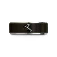 custom jewelry for women – black & gray tungsten hammer wedding band