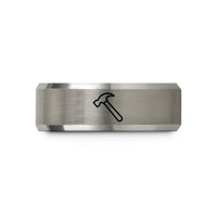 personalized rings for her – black & silver tungsten hammer wedding band