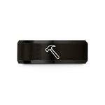personalized rings for her – black tungsten hammer wedding band