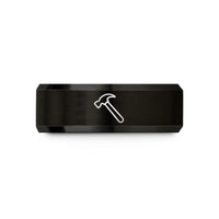 personalized rings for her – black tungsten hammer wedding band