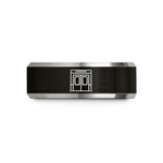 engraved rings for men – black & gray tungsten platform screen doors wedding band