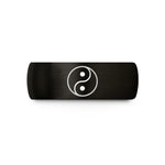 engraved rings for her – black tungsten yin yang wedding band