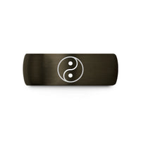 personalized women’s band – gunmetal & black tungsten yin yang wedding band