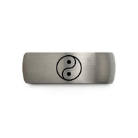 unique promise ring present – gunmetal & grey tungsten yin yang wedding band