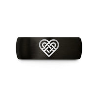 personalized ring for mom – black & gold tungsten celtic heart knot wedding band