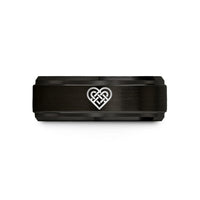 special presents for mom – black & rose gold tungsten celtic heart knot wedding band