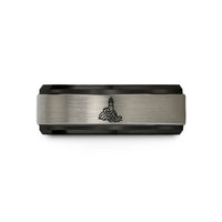 customized jewelry for women – black & silver tungsten cliff lighthouse wedding band
