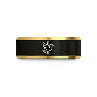 best keepsakes for moms – black & gold tungsten dove cross intertwined wedding band