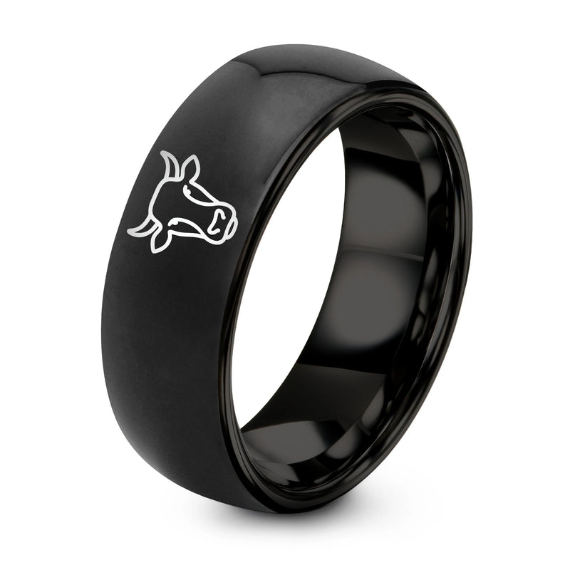Beef Cow – Tungsten Wedding Band, 8 mm, Black Comfort-Fit Unisex