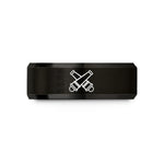customized jewelry for women – black tungsten crossed cannons wedding band