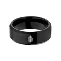 personalized wedding rings men – black tungsten tropical fern wedding band