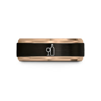 engraved rings for couples – black & rose gold tungsten wine duo wedding band
