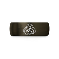engraved presents for her – gunmetal & black tungsten boulder field cluster wedding band