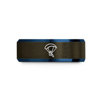 customized jewelry for her – gunmetal & blue tungsten paraglider wedding band