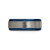 unique rings for her – black & blue & grey tungsten shanti lotus wedding band