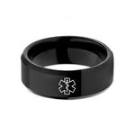 engraved presents for her – black tungsten star of life wedding band