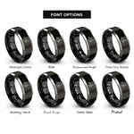 font options for inside engraving on black & grey cute chibi bat rings