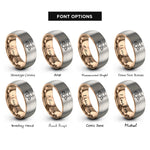 font options for inside engraving on rose gold & gray cute chibi bat rings
