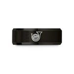 romantic presents for her – black tungsten french horn bell wedding band