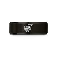 romantic presents for her – black tungsten french horn bell wedding band