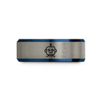 personalized jewelry for her – black & blue & silver tungsten robot wedding band