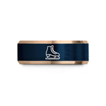 best wedding rings her – rose gold & blue tungsten ice skates wedding band