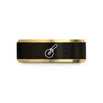 custom engraved rings her – black & gold tungsten pizza cutter wheel wedding band