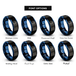 font options for inside engraving on black & blue cute ghost rings