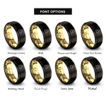 font options for inside engraving on black & gold cute ghost rings