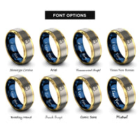 font options for inside engraving on gold & blue & grey cute ghost rings
