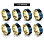 font options for inside engraving on gold & blue cute ghost rings