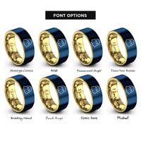 font options for inside engraving on gold & blue cute ghost rings