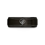 romantic present ideas women – black & rose gold tungsten heart infinity wedding band