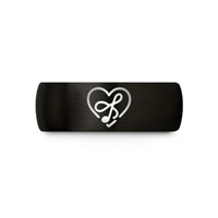 anniversary ring for her – black tungsten heart infinity wedding band