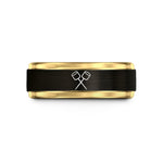 tungsten bands for men – black & gold tungsten marshmallows sticks wedding band