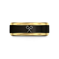 tungsten bands for men – black & gold tungsten marshmallows sticks wedding band