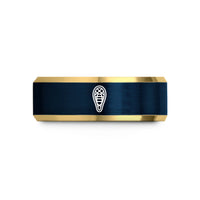 unique presents for women – gold & blue tungsten snowshoes wedding band