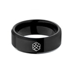 stylish rings for women – black tungsten voronoi cells wedding band