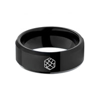 stylish rings for women – black tungsten voronoi cells wedding band