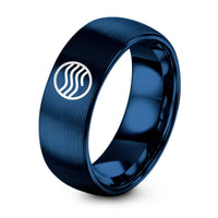 Cute Gift Anniversaries for Her – blue tungsten wavy cancellation lines ring