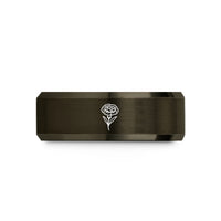 romantic presents for him – gunmetal & rose gold tungsten january carnation wedding band
