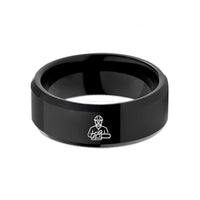 men's wedding band present – black tungsten logger chainsaw wedding band