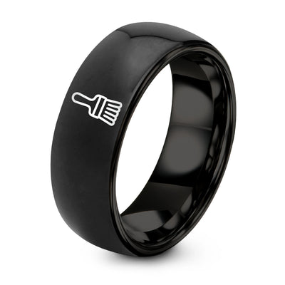 Pastry Brush – Tungsten Wedding Band, 8 mm, Black Comfort-Fit Unisex